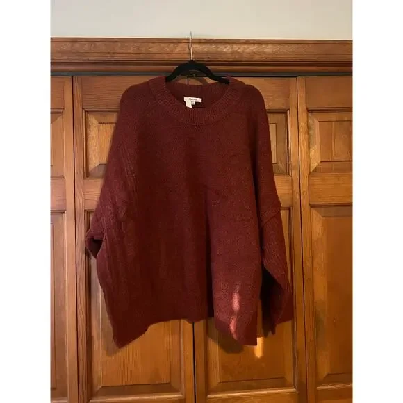 NWT Madewell Women's Plus Cable Havener Pullover Sweater Heather Auburn Size 4X